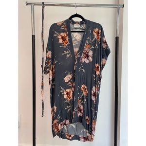 Dress Forum Blue Tie Dress w/ Pink and Orange Flowers